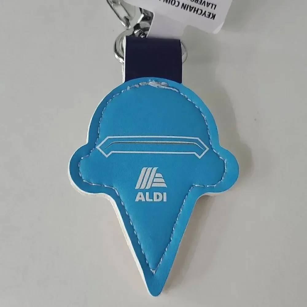 Aldi 2024 Ice Cream Cone Quarter Keeper Key and Quarter Holder NWT